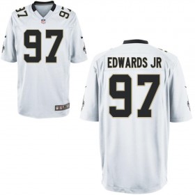 Nike Men's New Orleans Saints Game White Jersey EDWARDS JR#97