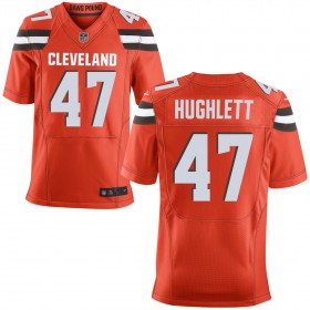 Men's Cleveland Browns Nike Orange Alternate Elite Jersey HUGHLETT#47